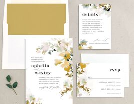wedding stationery suite with floral watercolor design