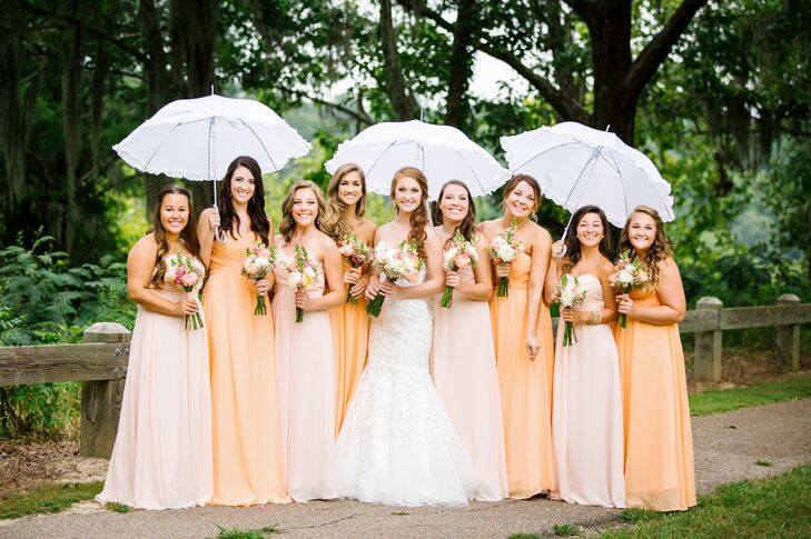 soft peach bridesmaid dresses