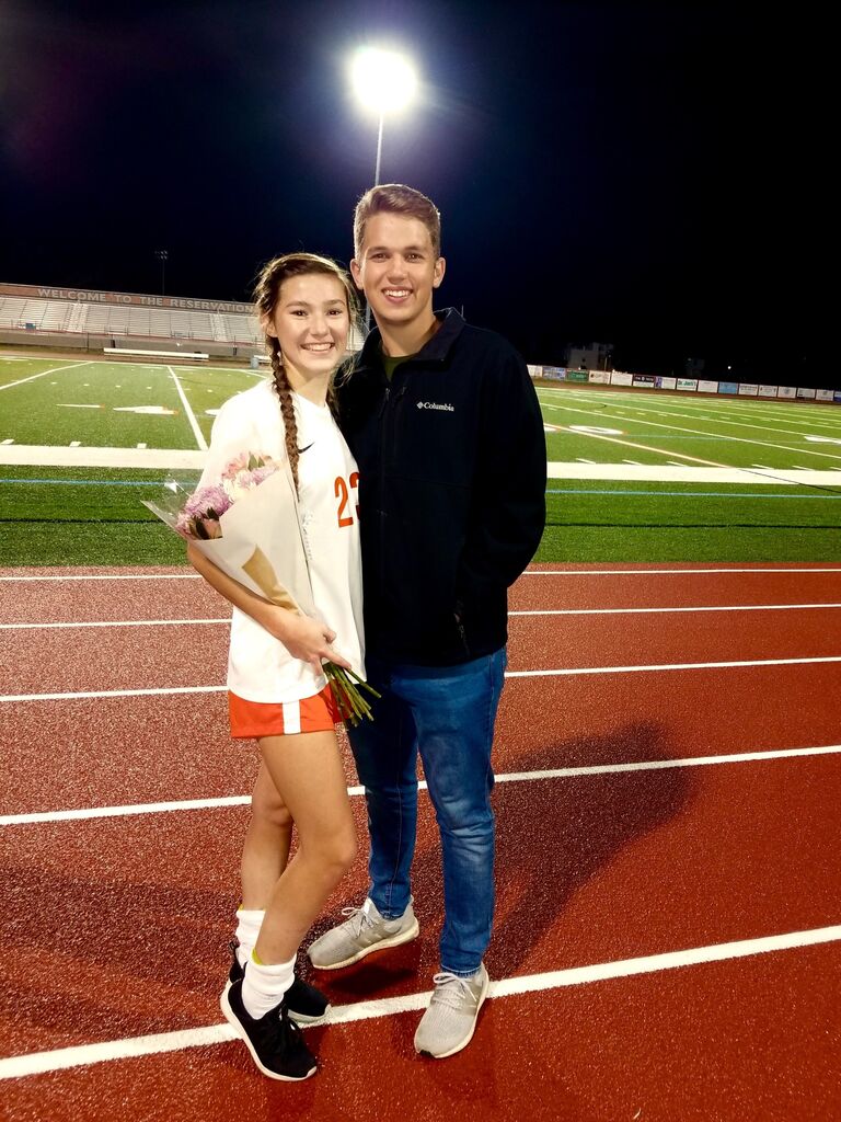 Celebrating at Emily's senior night