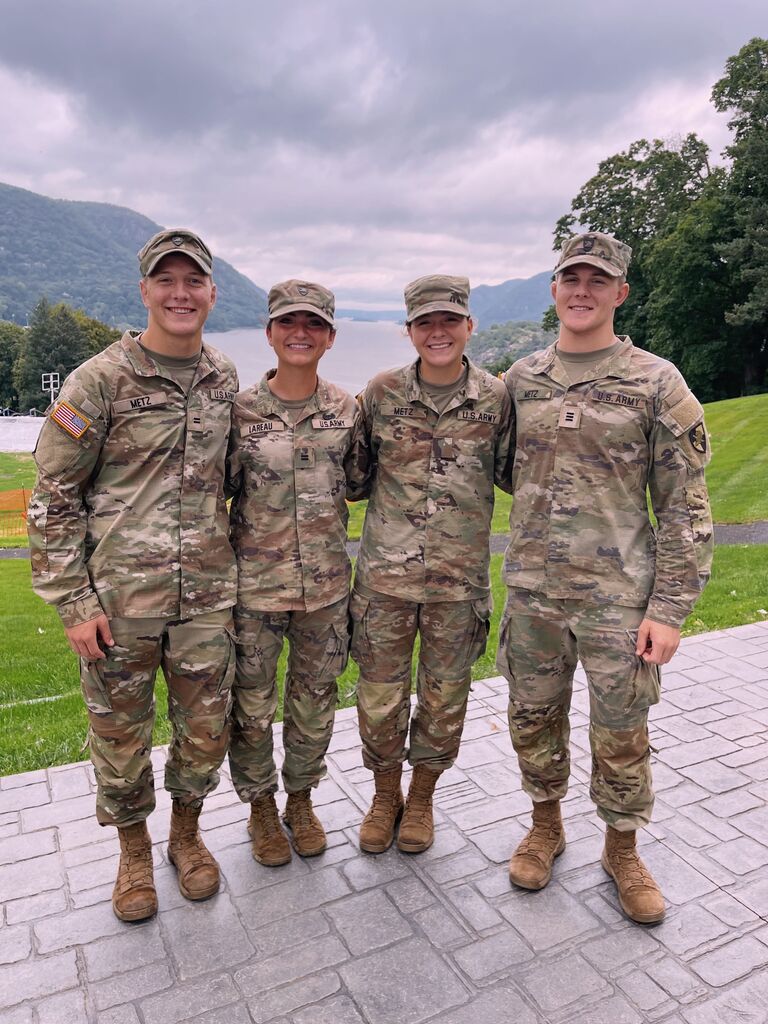The Metz family has three West Pointers so far, and during the 2023-24 academic year, Mark, Joe, and Teresa were all there at once! Katie enjoyed hanging out with the Metz siblings throughout the year- they called themselves "The Gang."