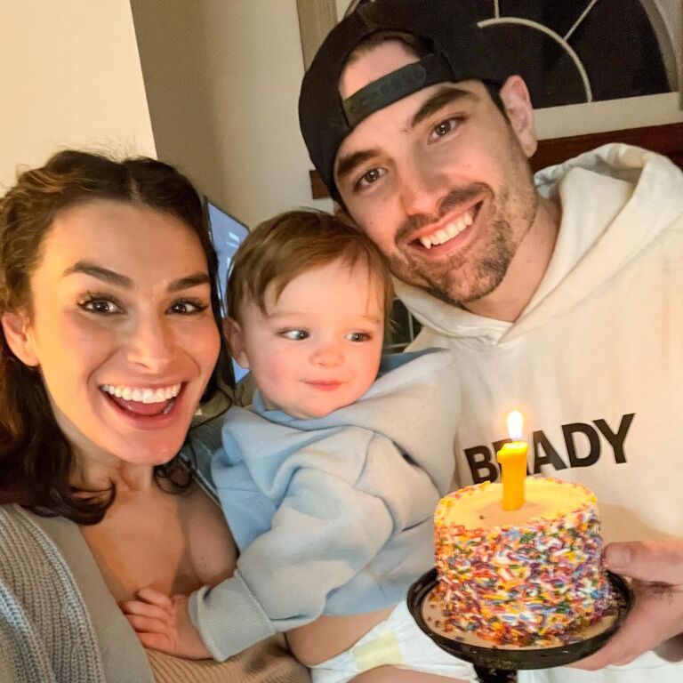 Ashley Iaconetti and Jared Haibon with their son