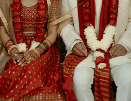 Couple on wedding day planned by Simply Brilliant Events Indian wedding planner in Michigan