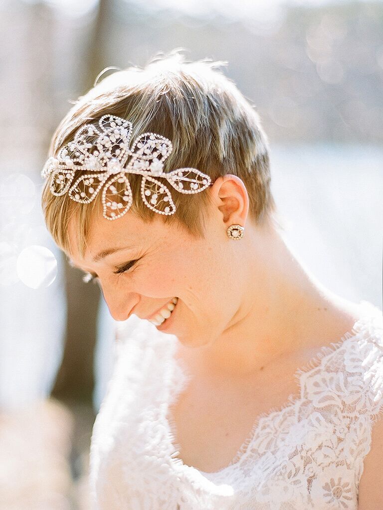 wedding hairstyles short hair with veil