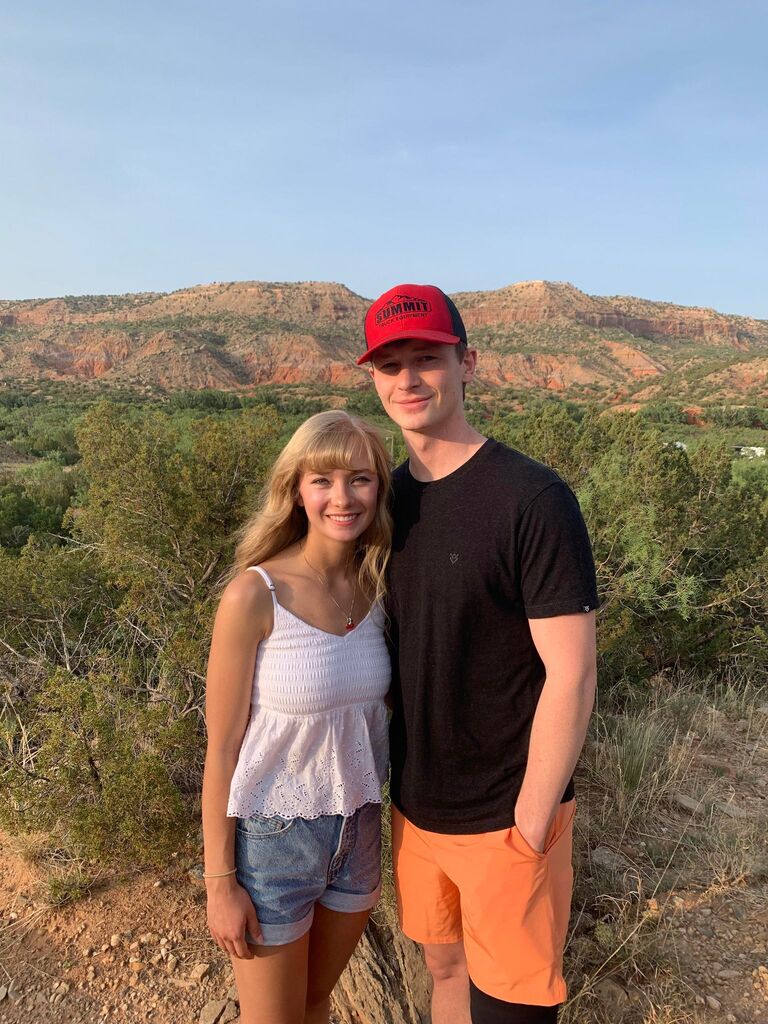 Enjoying being outdoors for the TEXAS Outdoor Musical the summer before Lance began graduate school and Danika began medical school. 