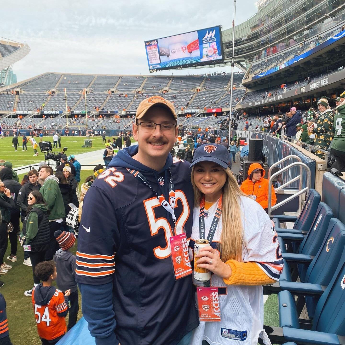Sat first row for the Bears vs. Packers game with Nick & Annie! Kevin was in football heaven that day. 