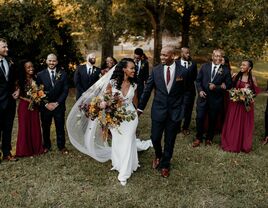 wedding party walking together