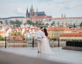 Couple embracing in Prague, Czech Republic