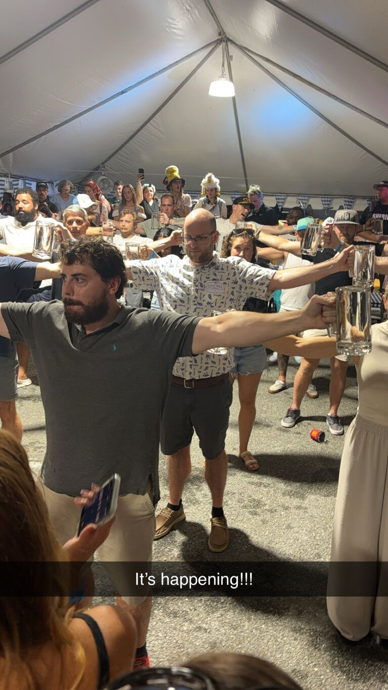 Rob competes in the Stein holding contest. *Emily swoons*