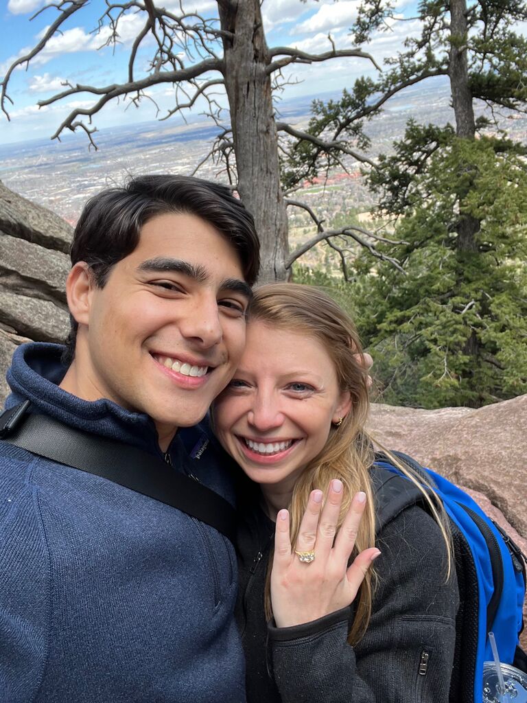 While doing a hike in Boulder, CO, I asked Erin to marry me. Since then, she wears the ring on and off since she doesn't want to get it dirty. I get it, but I keep telling her she needs to start washing her hands with the ring on. I don't want her to leave it somewhere!