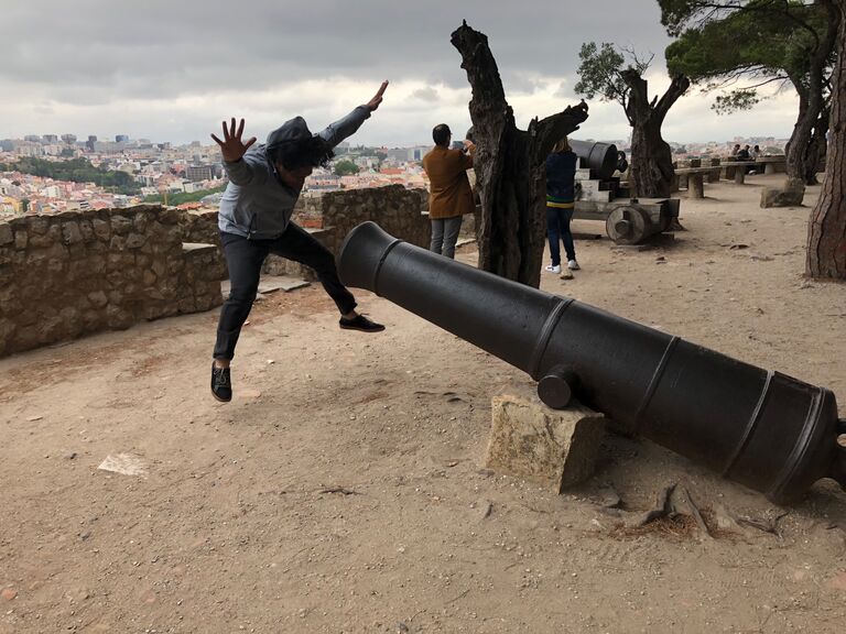 Jerome and Amanda's first vacation  together to Portugal. Don't be fooled by the picture, they had a great time together despite the cannon incident.   