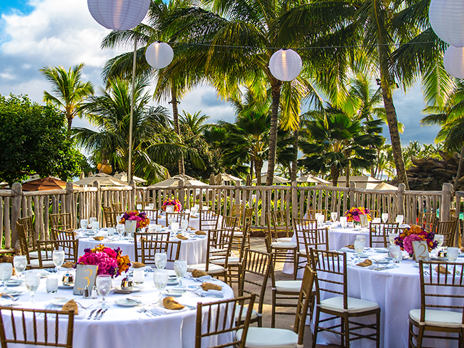 Rainbow Reef Patio wedding reception space at Disney's Hawaii resort