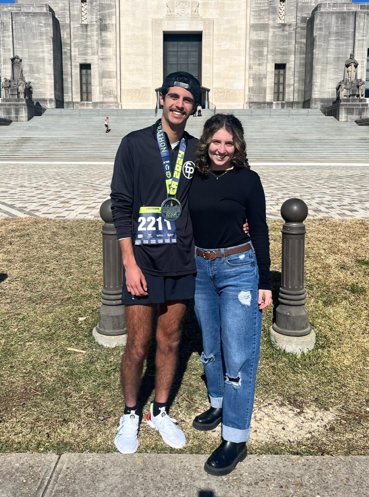 Gabriel after he ran the Louisiana marathon... I cheered him on!