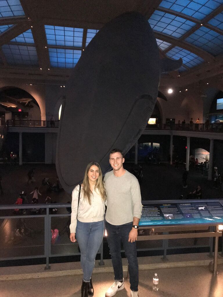 Our first date and Instagram official picture taken at the iconic Natural History Museum's Blue Whale. 