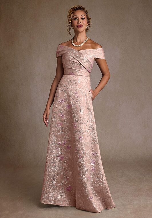 Azazie Azazie Lacey Floral Jacquard in Coral Jacquard Mother Of
