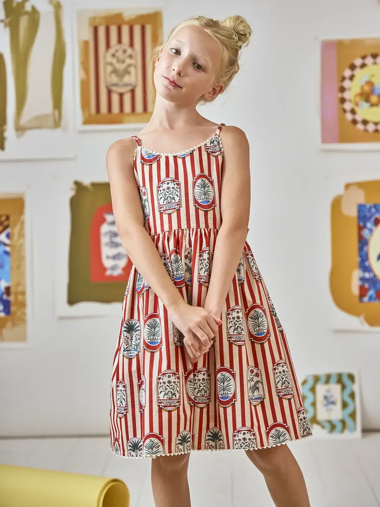 Red striped kids mommy and me dress for wedding from Hunter Bell