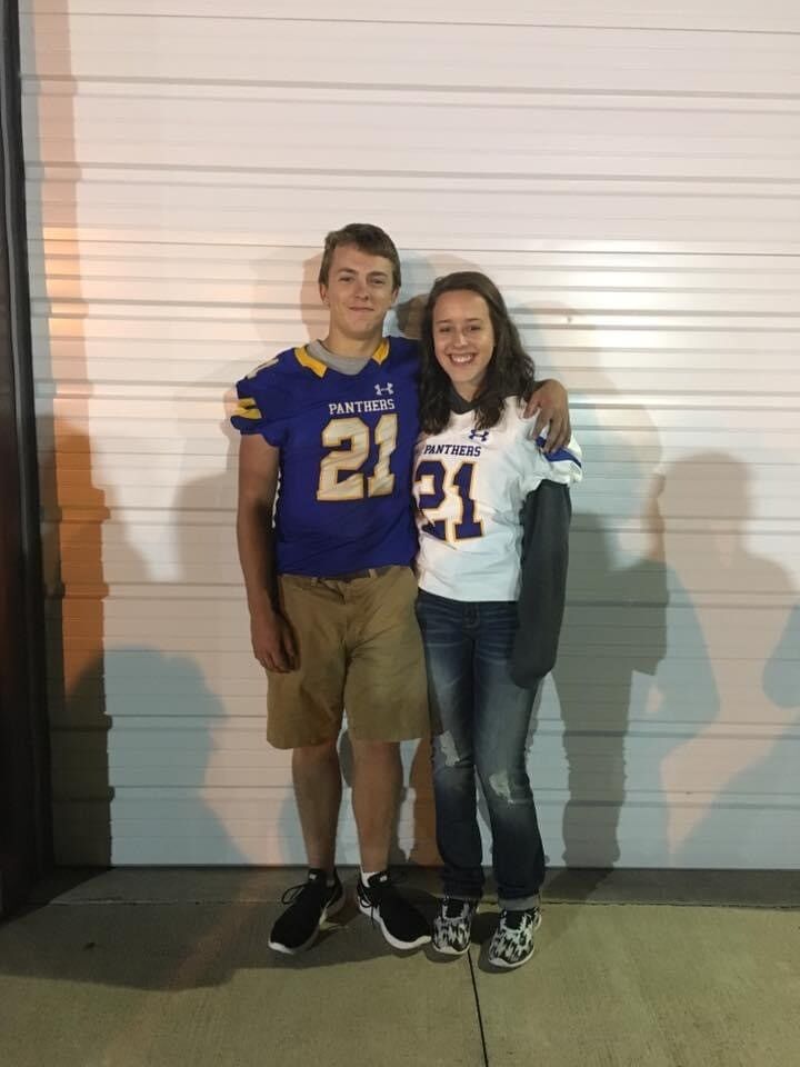 We started dating on July 7, 2017. This was one of the first pictures we took together at a football game not long after that (as you can tell by our awkward pose).