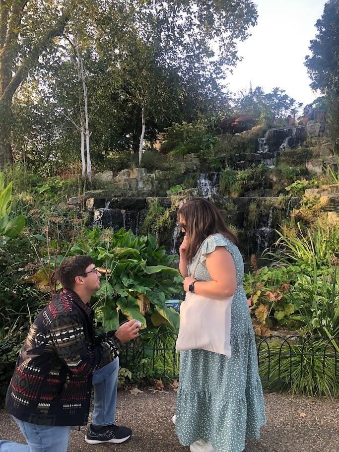 We hopped across the pond to London where we got ENGAGED! With the help of Annslee, Austin asked me to marry him at a beautiful waterfall in Queen Mary's Garden. 