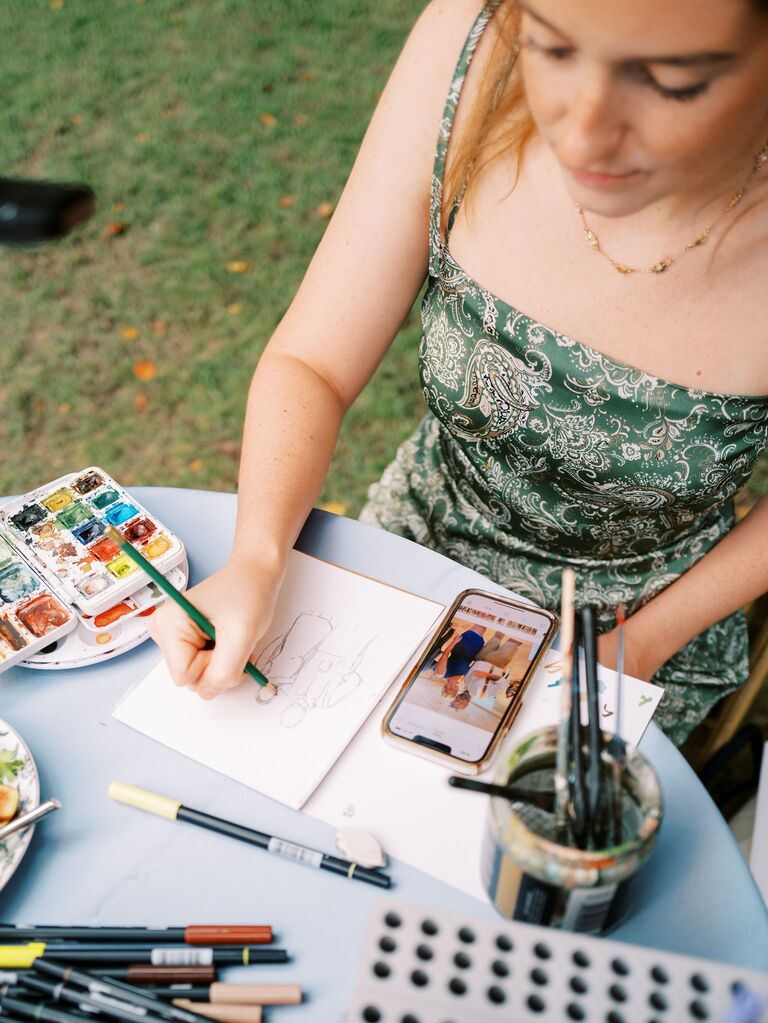 Paint and sip at wedding