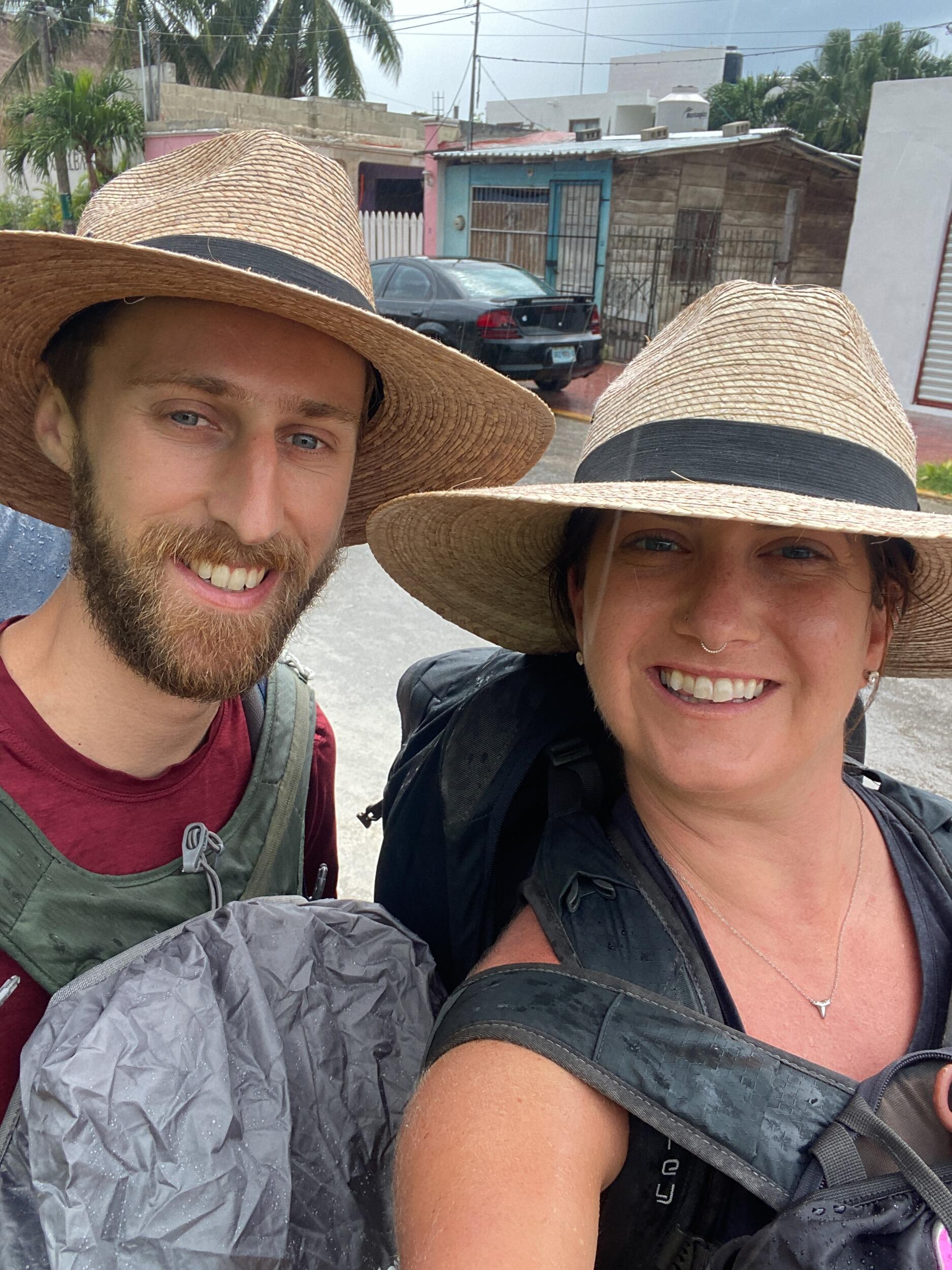 Embraced the full tourist lifestyle, matching hats and all, in Mexico before continuing our Central America trip.  