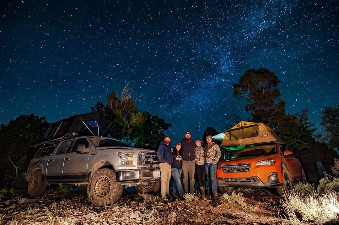 Offroading and camping with friends.