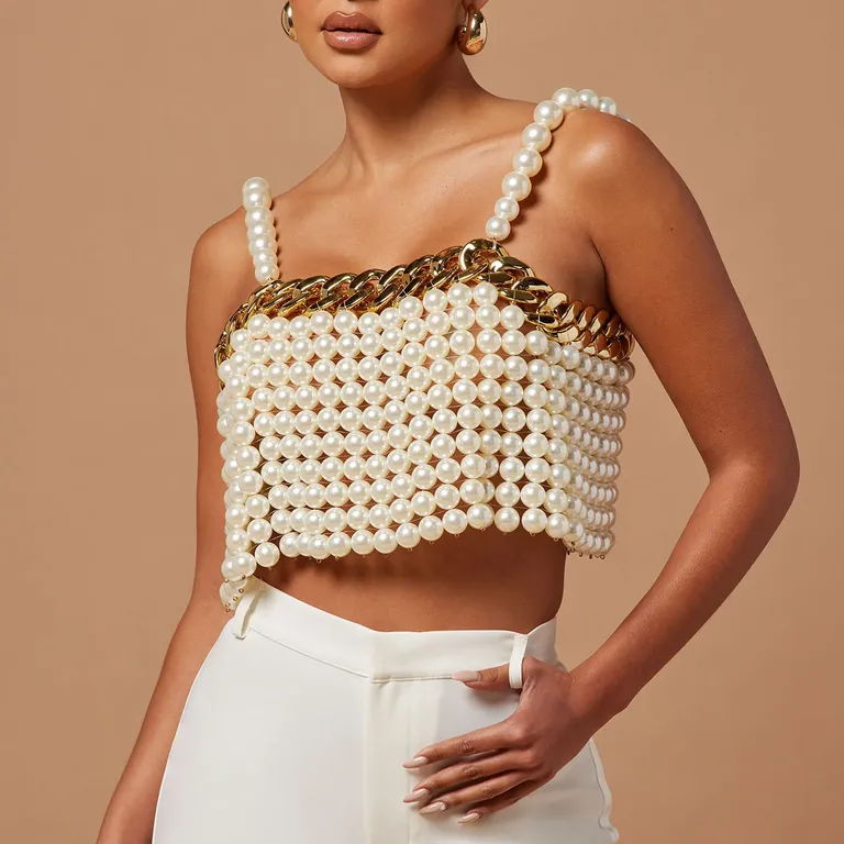 Nasty Gal Layered Chain And Diamante Bralette - Grey - ONE SIZE