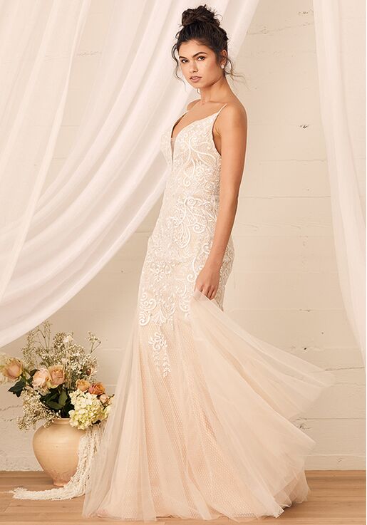lulus ephemeral lace trumpet gown