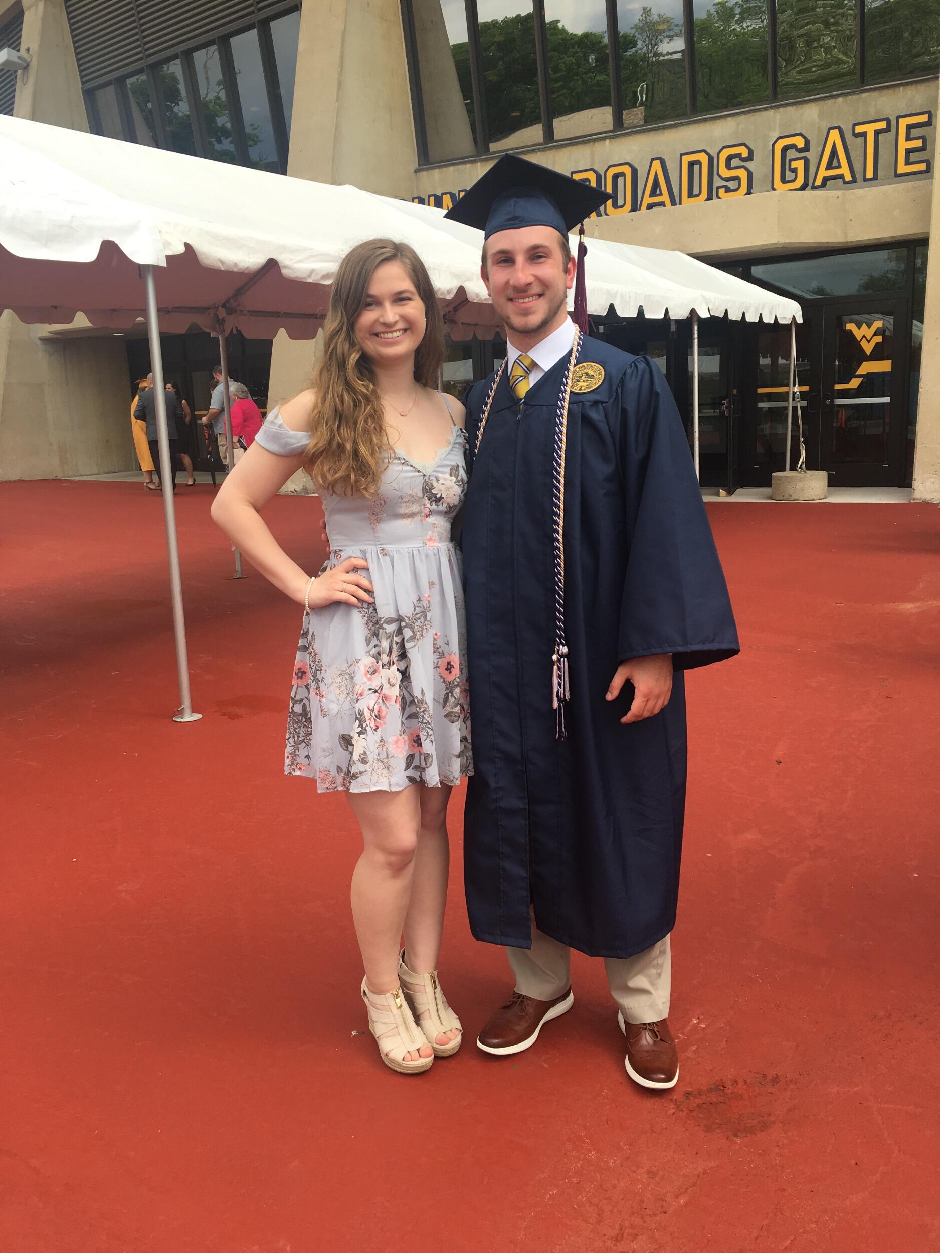 Kyle graduated in 2019 but stayed in Morgantown to be with Olivia (and get his Master's degree). 