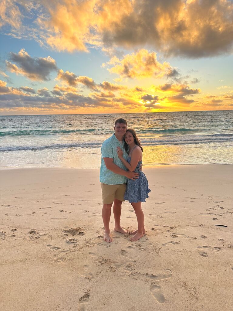 We got engaged! It was a perfect.. just the two of us on a beach on Oahu during sunrise. 