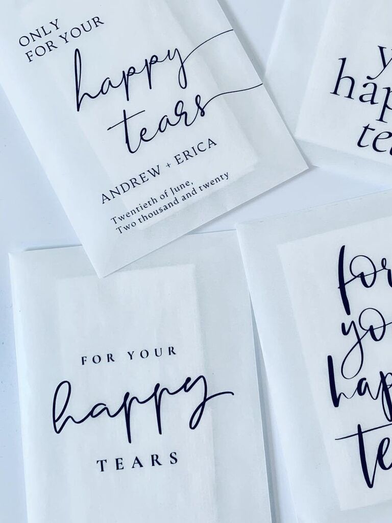 Happy Tears tissues affordable wedding favors