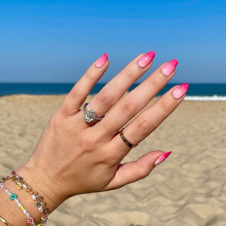 Pink ombre bachelorette nails