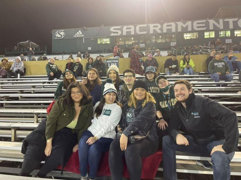 Sac State's playoff game - our first time hanging out together!