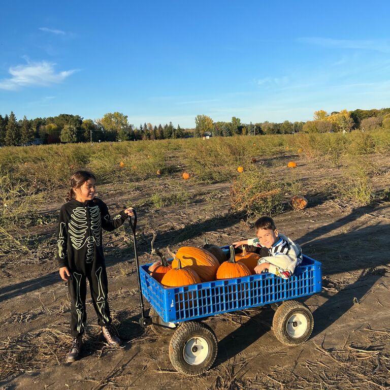 Embracing American Fall traditions like going to the pumpkin patch!