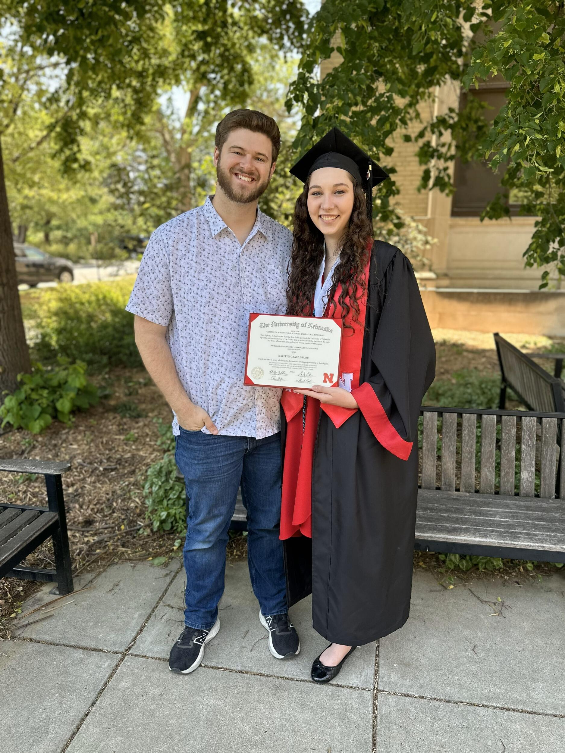Katelyn graduated from the University of Nebraska-Lincoln with her Bachelor of Science in Veterinary Technology. She was so grateful to have Jacob's support during long nights of studying organic chemistry and microbiology.
