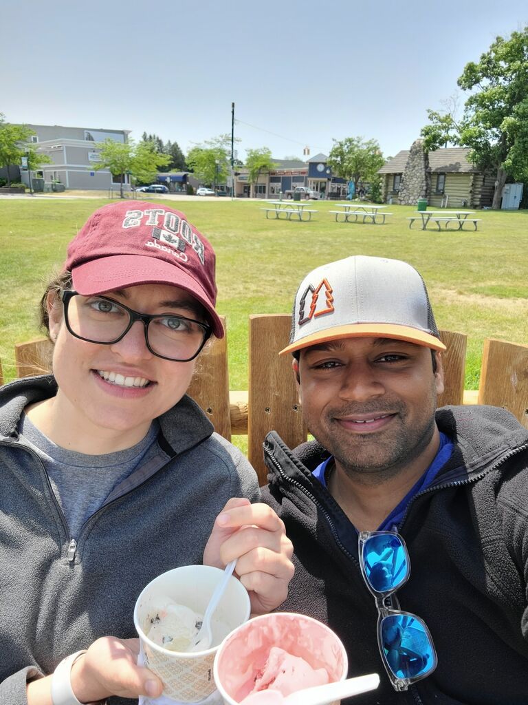 Ice cream after running in Charlevoix Marathon