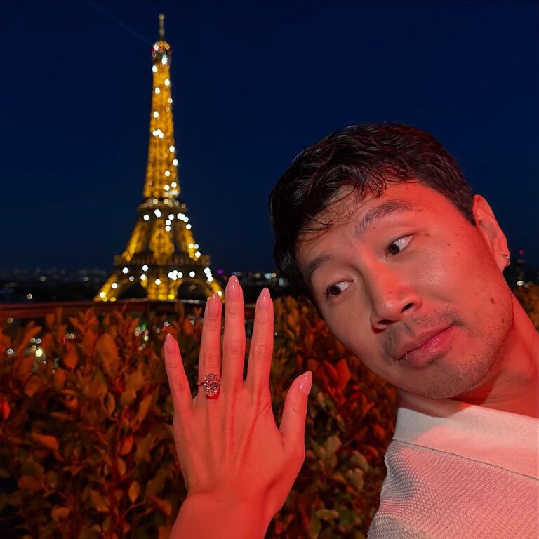 Allison Hsu's engagement ring from Simu Liu