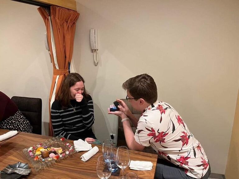 On Kailey's birthday, we got engaged! In Japan! Surrounded by friends <3