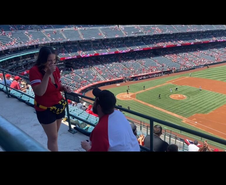 Tanner proposes to Sara at Angel Stadium of Anaheim. Yes, the Angels won that day with a walk off homerun!