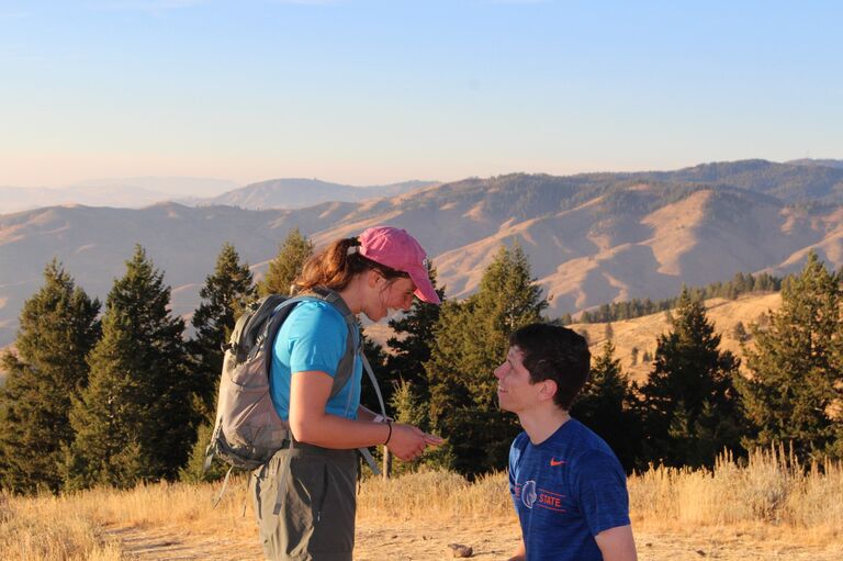 Ben proposed on top of Lucky Peak, one of our favorite hiking spots in Boise!