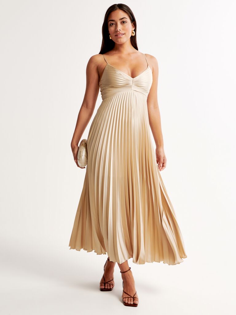 Abercrombie & Fitch cream pleated bridesmaid dress