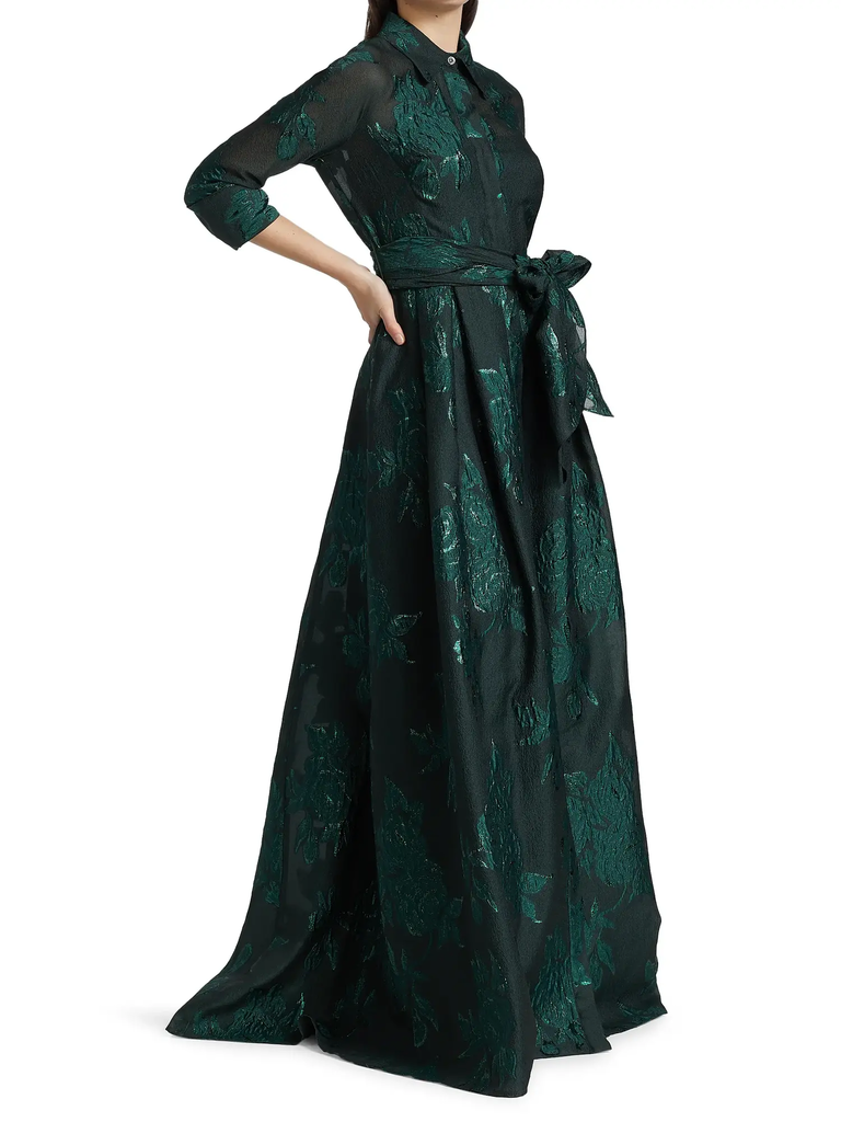 Emerlad Teri Jon metallic shirt waist grandmother of the bride dress from Saks Fifth Avenue