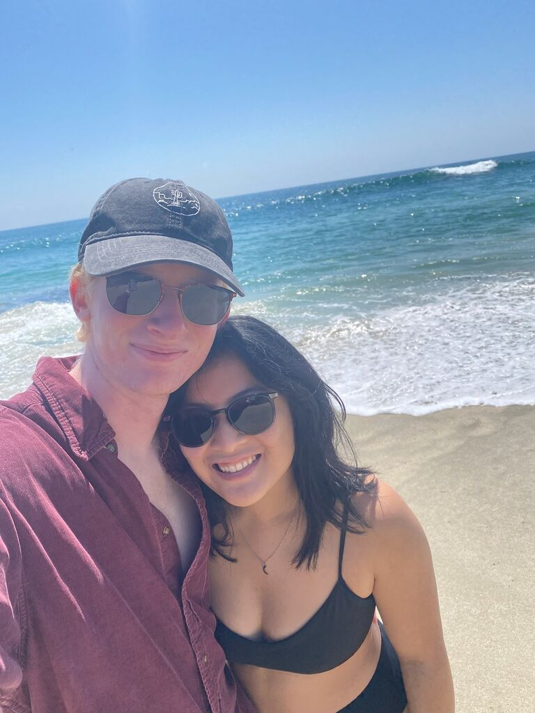 We play on the beach.