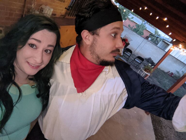 They hadn't been dating for long, but they both knew where this relationship was heading! Gavin and Amber decided to move in together, and soon after bought a house in Tucson. Settling down wasn't scary at all (even during Halloween season). 
