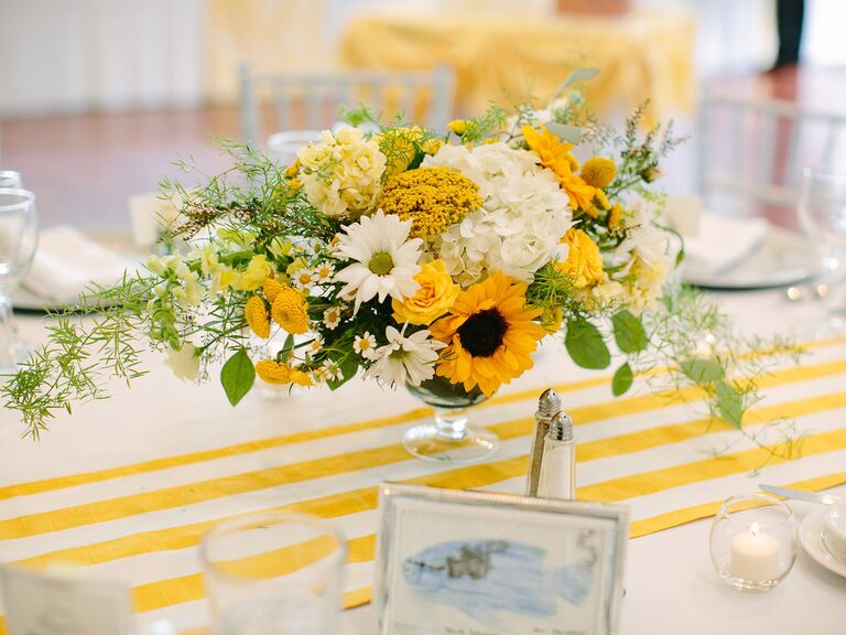 Wedding Centerpieces Sunflowers and Dahlias