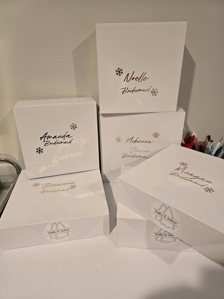 Shelby and Josh begin sharing the excitement of their upcoming wedding by delivering the Maid of Honor box to Britney Romero with plans to hand out the rest of the bridesmaid boxes during Christmas gatherings. With Shelby’s gifts complete, it’s now Josh’s turn to start planning the perfect presents for his groomsmen.