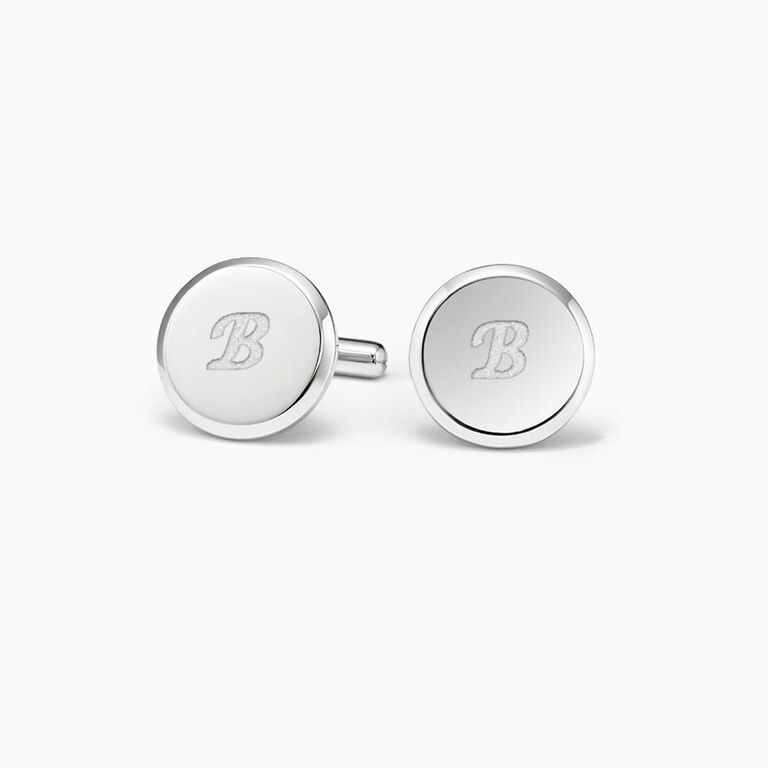 Engraved silver cuff links for 25 year anniversary gift