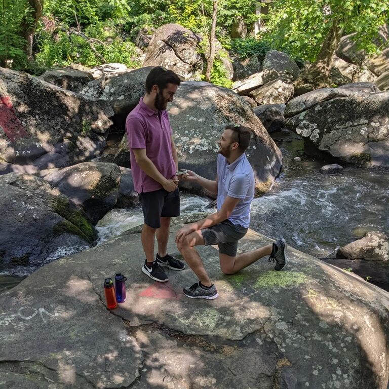 Jacob proposed on a hike at St. Peter's Village, PA