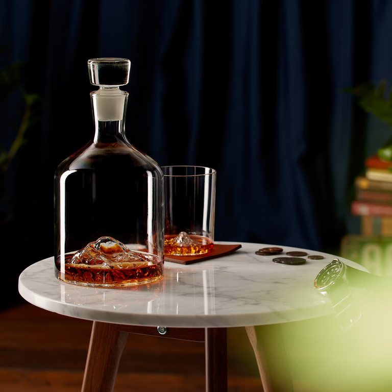 Whiskey Peaks Glass Decanter Set from Huckberry for your wedding anniversary