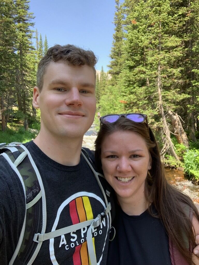Our first photo together on a hike at Brainard Lake.