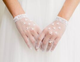 white crochet wedding gloves for brides