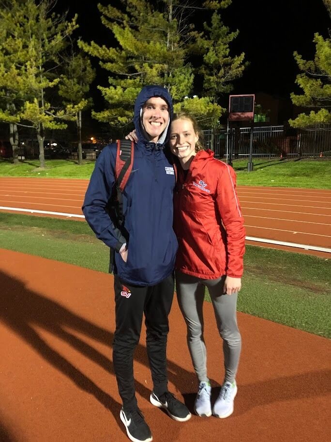 The day Jenna broke the SVSU school record in the steeplechase. Austen has always been her biggest supporter. 
